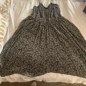 Tan, black & white spotted print strappy dress